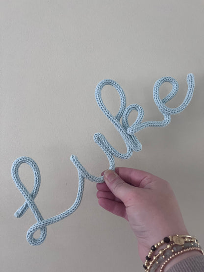 Personalised Knitted Wire Name Sign – Custom Wire Words for Nursery or Home Decor