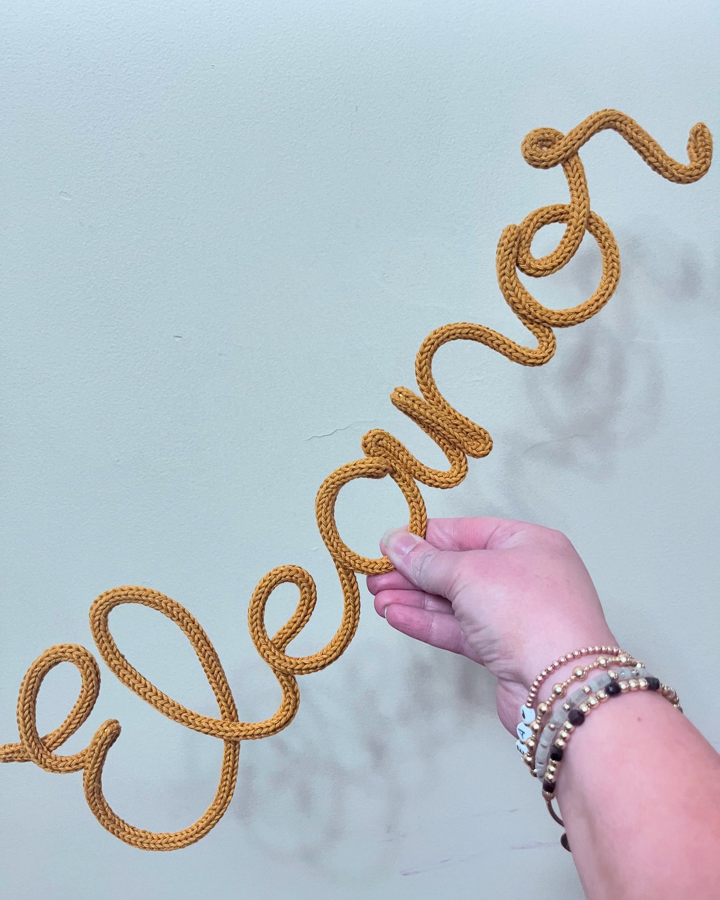 Personalised Knitted Wire Name Sign – Custom Wire Words for Nursery or Home Decor