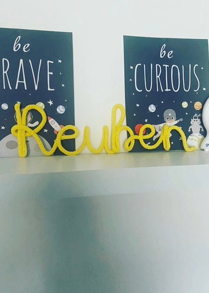 Personalised Knitted Wire Name Sign – Custom Wire Words for Nursery or Home Decor