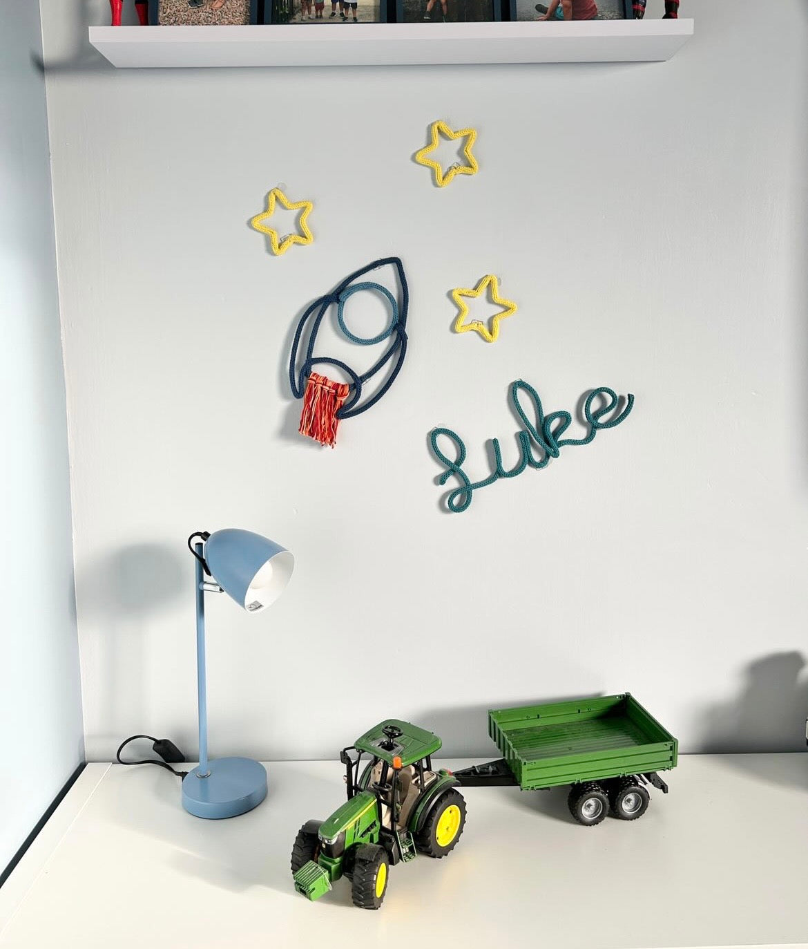 Handmade Knitted Wire Rocket Wall Art - Space Themed Decor for Kids