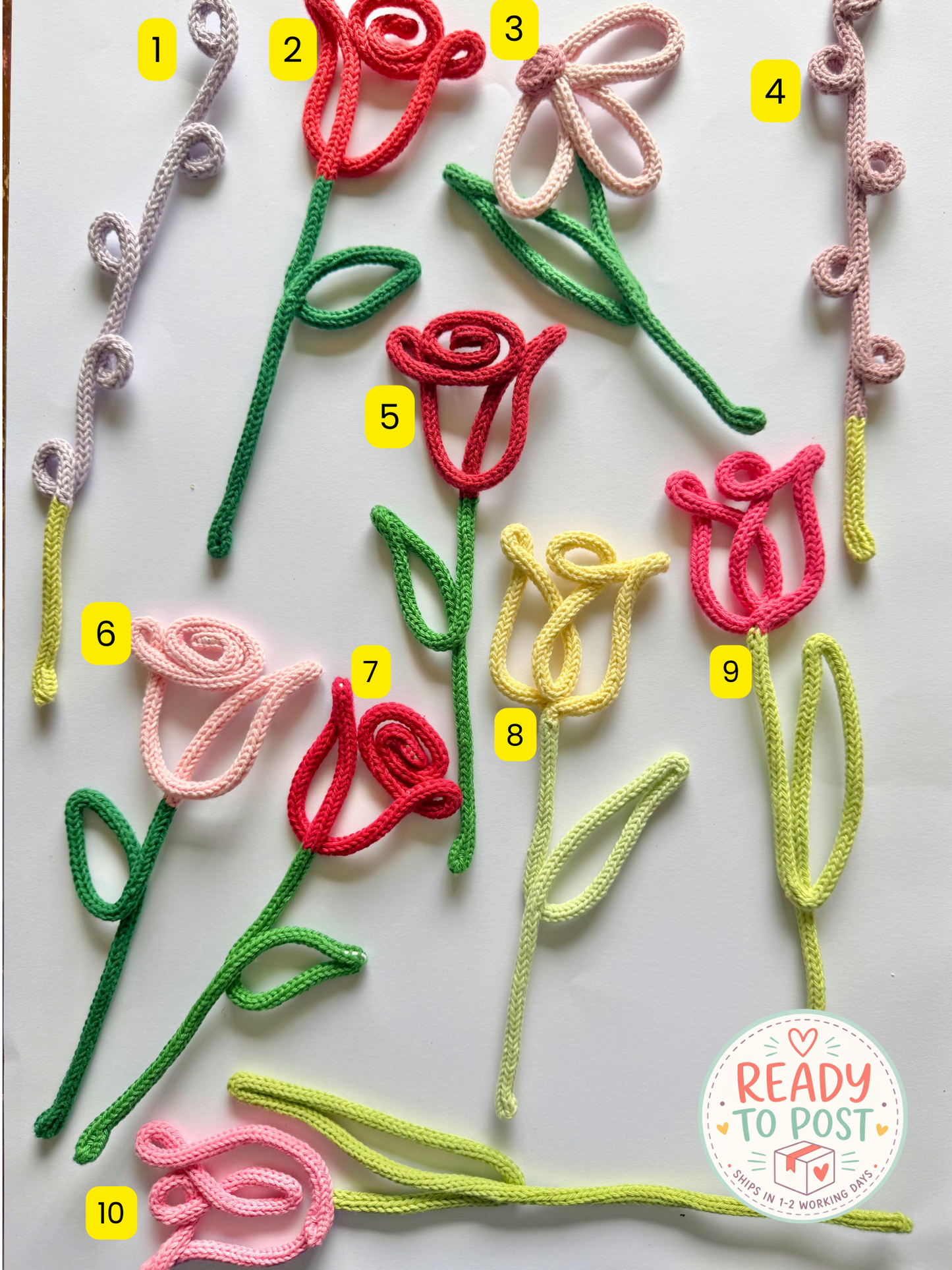 Handmade Wire-Knit Flowers - perfect for 2nd Anniversary Cotton Gift.