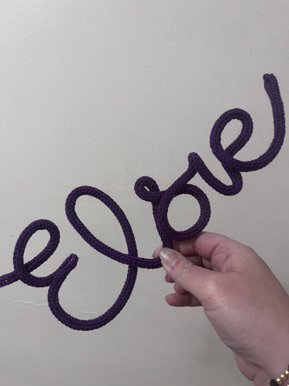 Personalised Knitted Wire Name Sign – Custom Wire Words for Nursery or Home Decor
