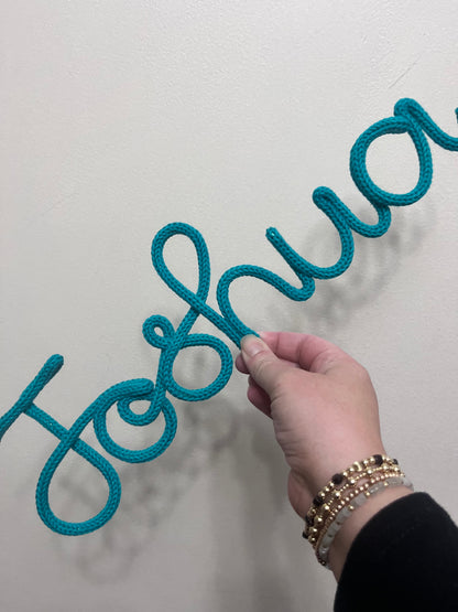 Personalised Knitted Wire Name Sign – Custom Wire Words for Nursery or Home Decor