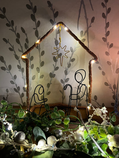 Starry Knit Nativity - Handmade Christmas Decor with Fairy Lights