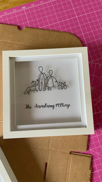 Personalised Wire Family Portrait - Shadow Box Frame Keepsake