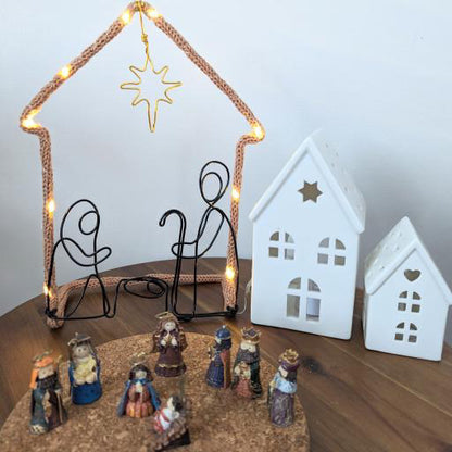 Starry Knit Nativity - Handmade Christmas Decor with Fairy Lights