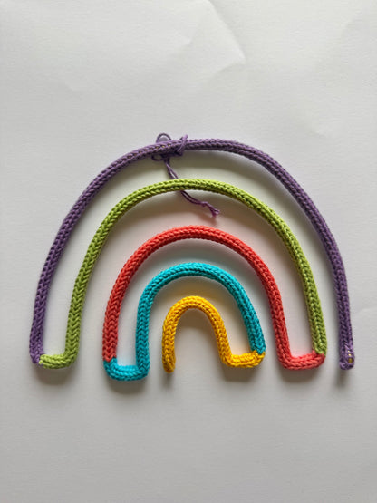 READY TO SHIP Handmade Rainbow Custom Knitted Wire Wall Art - Custom Nursery Decor