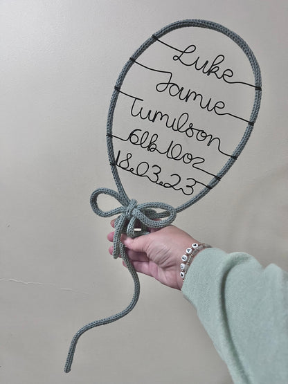 Custom Handmade Knitted Wire Balloon - Celebration Keepsake Baby Gift