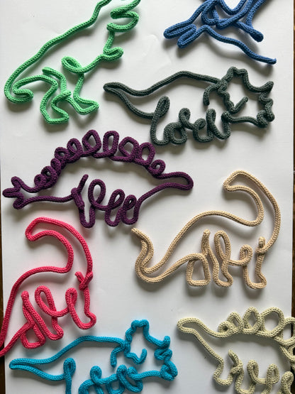 READY TO SHIP Handmade Dinosaur/Knitted Wire Wall Art - Dinosaur Theme Kid’s Decor