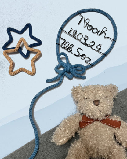 Custom Handmade Knitted Wire Balloon - Celebration Keepsake Baby Gift
