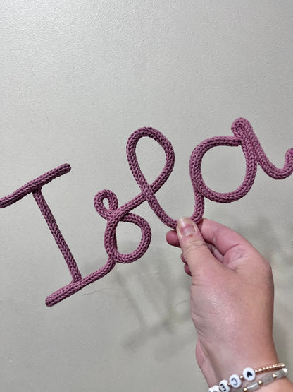 Personalised Knitted Wire Name Sign – Custom Wire Words for Nursery or Home Decor