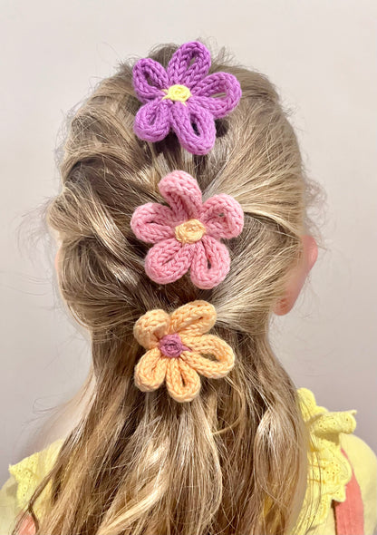 Handmade Knitted “Mix & Match’ Hair Accessories: set of 1 hairband & 3 hairclips