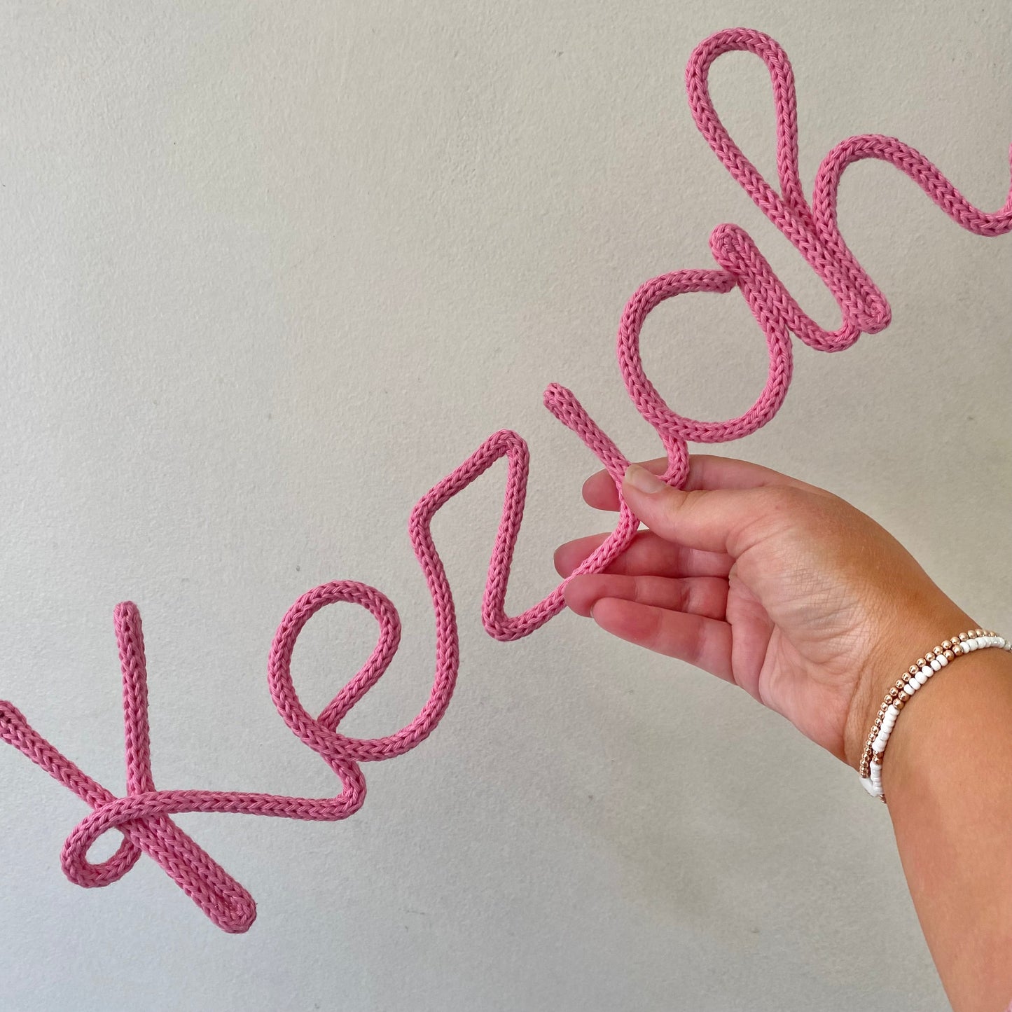 Personalised Knitted Wire Name Sign – Custom Wire Words for Nursery or Home Decor