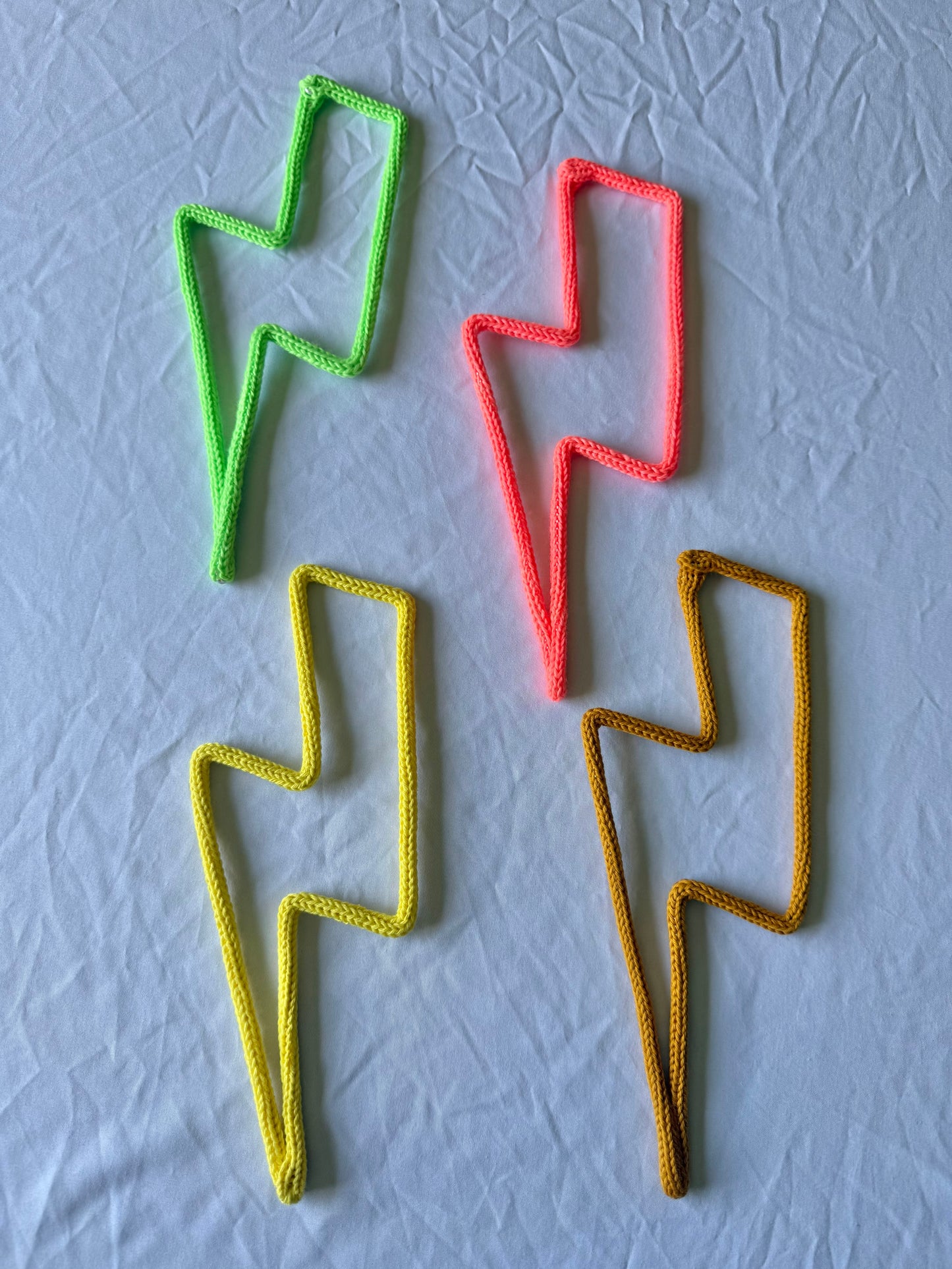 READY TO SHIP Knitted Wire Lightning Bolt – Handmade Wall Decor
