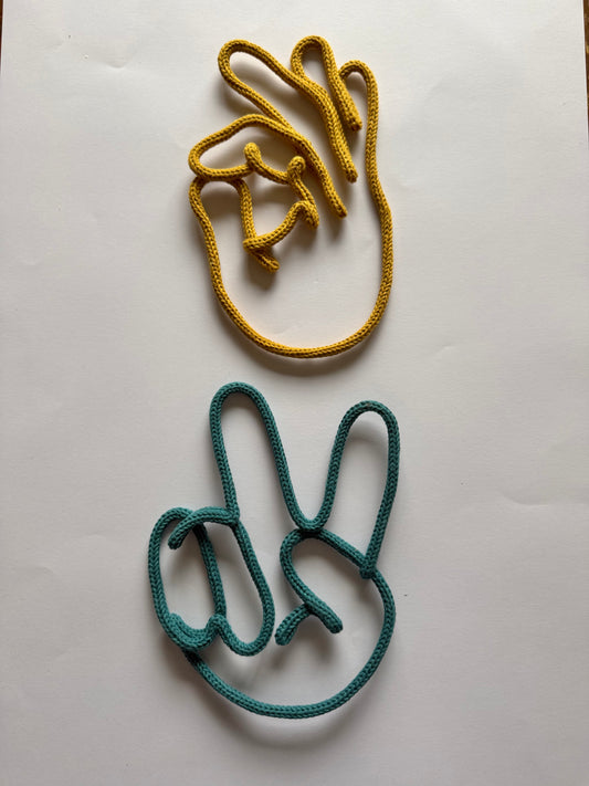 READY TO SHIP Hand Gestures Knitted Wire Wall Art