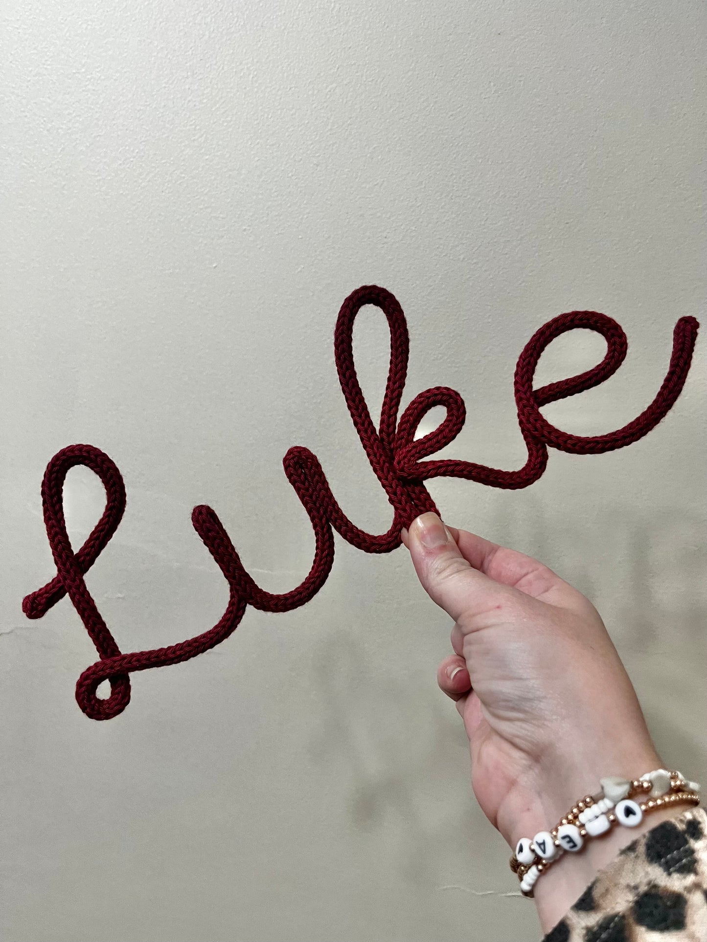 Personalised Knitted Wire Name Sign – Custom Wire Words for Nursery or Home Decor