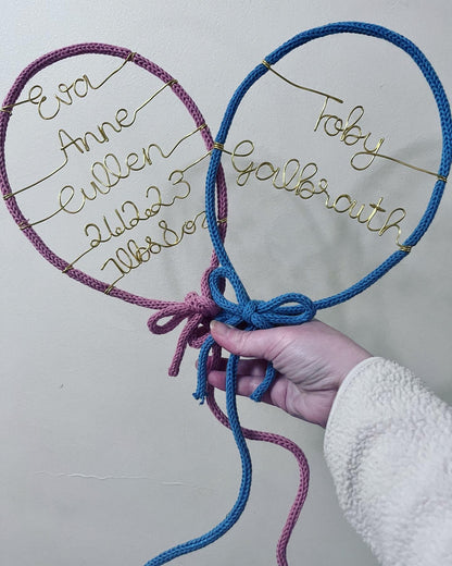 Custom Handmade Knitted Wire Balloon - Celebration Keepsake Baby Gift
