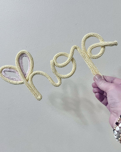 “HOP” Knitted Wire Word – Bunny Ears Easter Decoration