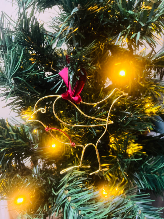 Handmade Wire Robin Christmas Hanging Decoration