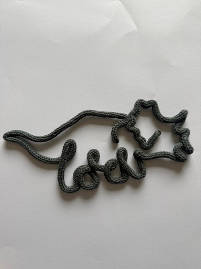 READY TO SHIP Handmade Dinosaur/Knitted Wire Wall Art - Dinosaur Theme Kid’s Decor