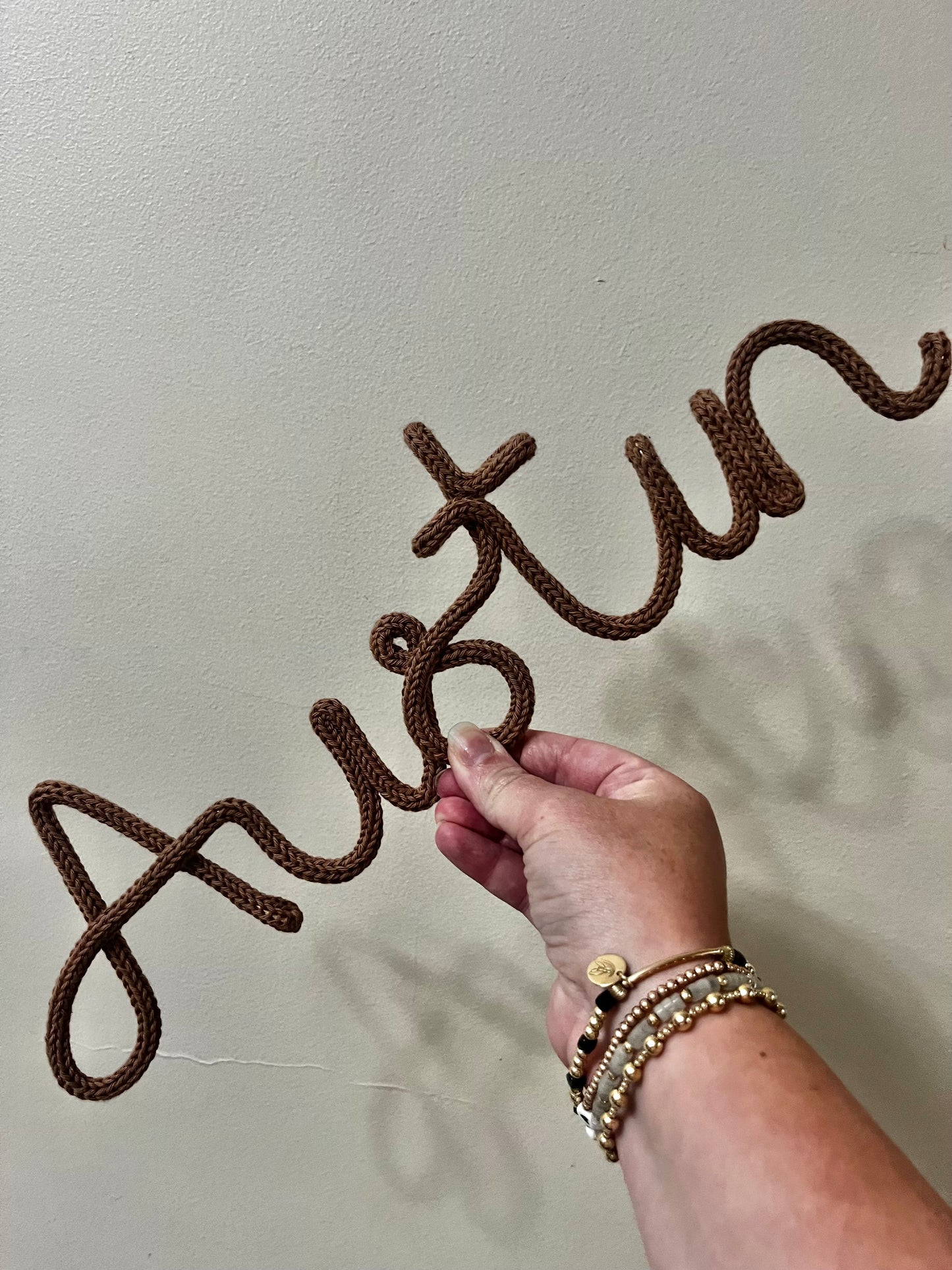 Personalised Knitted Wire Name Sign – Custom Wire Words for Nursery or Home Decor