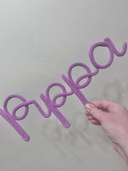Personalised Knitted Wire Name Sign – Custom Wire Words for Nursery or Home Decor