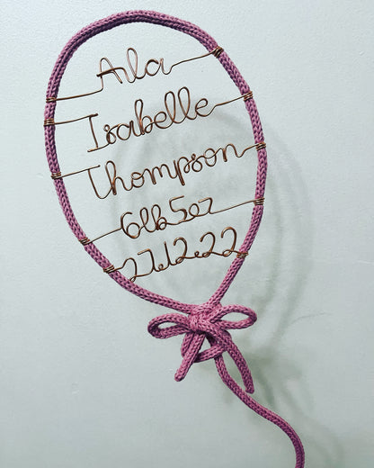 Custom Handmade Knitted Wire Balloon - Celebration Keepsake Baby Gift