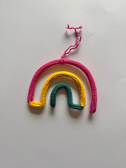READY TO SHIP Handmade Rainbow Custom Knitted Wire Wall Art - Custom Nursery Decor