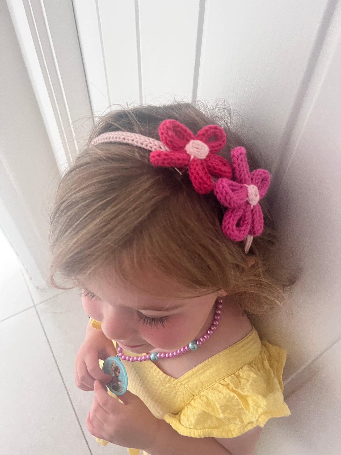 Handmade Knitted “Mix & Match’ Hair Accessories: set of 1 hairband & 3 hairclips