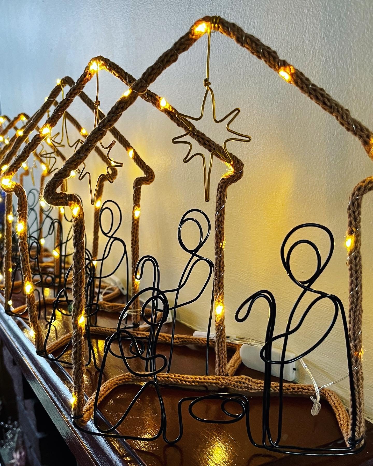 Starry Knit Nativity - Handmade Christmas Decor with Fairy Lights