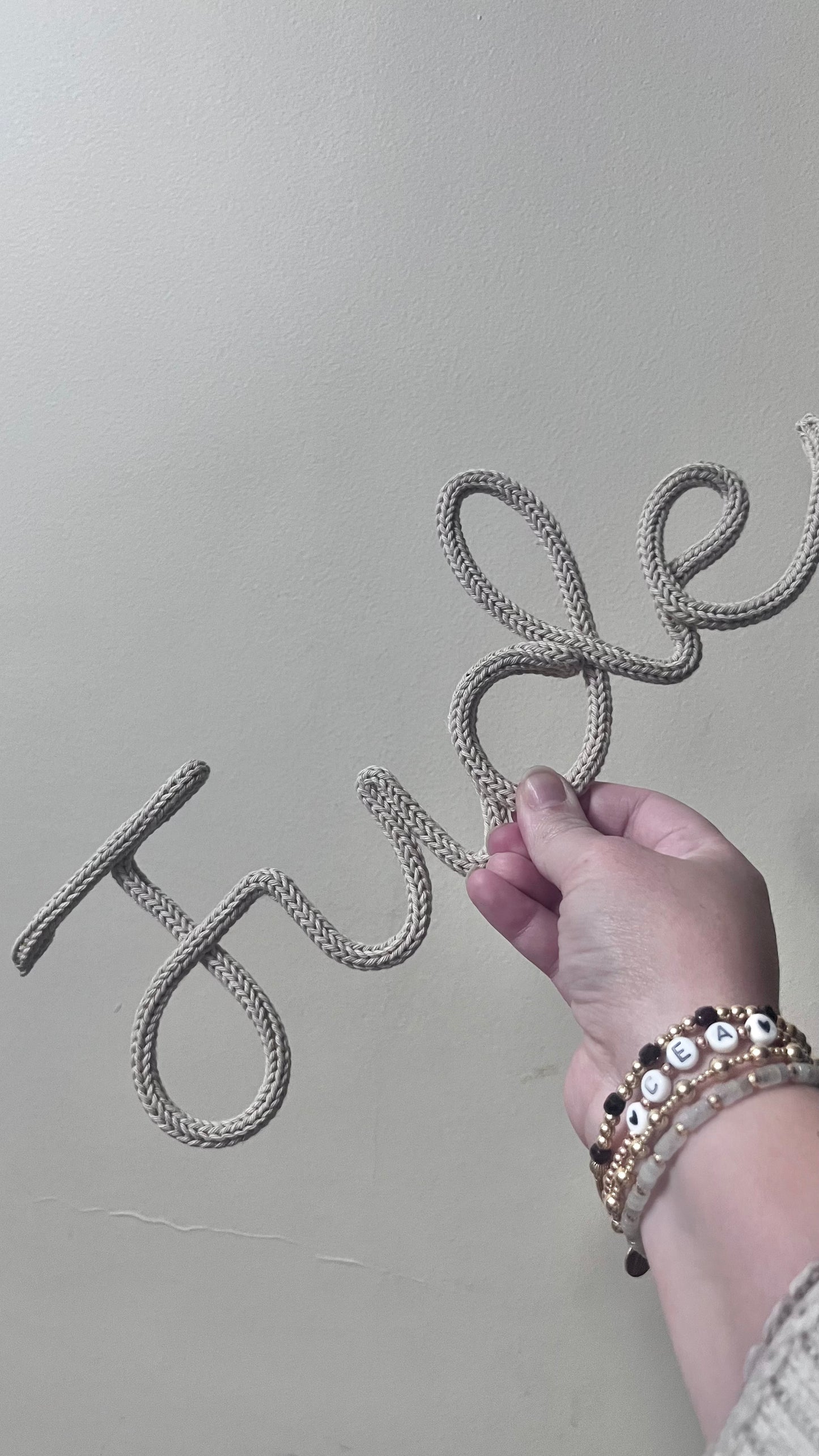 Personalised Knitted Wire Name Sign – Custom Wire Words for Nursery or Home Decor