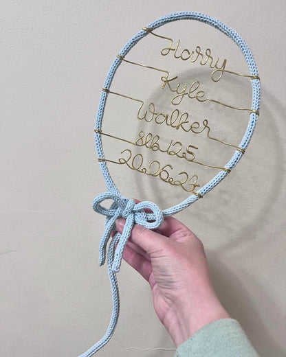 Custom Handmade Knitted Wire Balloon - Celebration Keepsake Baby Gift