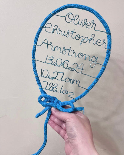 Custom Handmade Knitted Wire Balloon - Celebration Keepsake Baby Gift