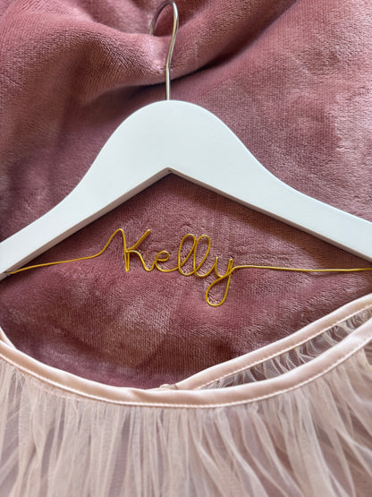 Personalised Wedding Wire Hanger – Custom Name or Title | Bride, Bridesmaid, Mother of the Bride