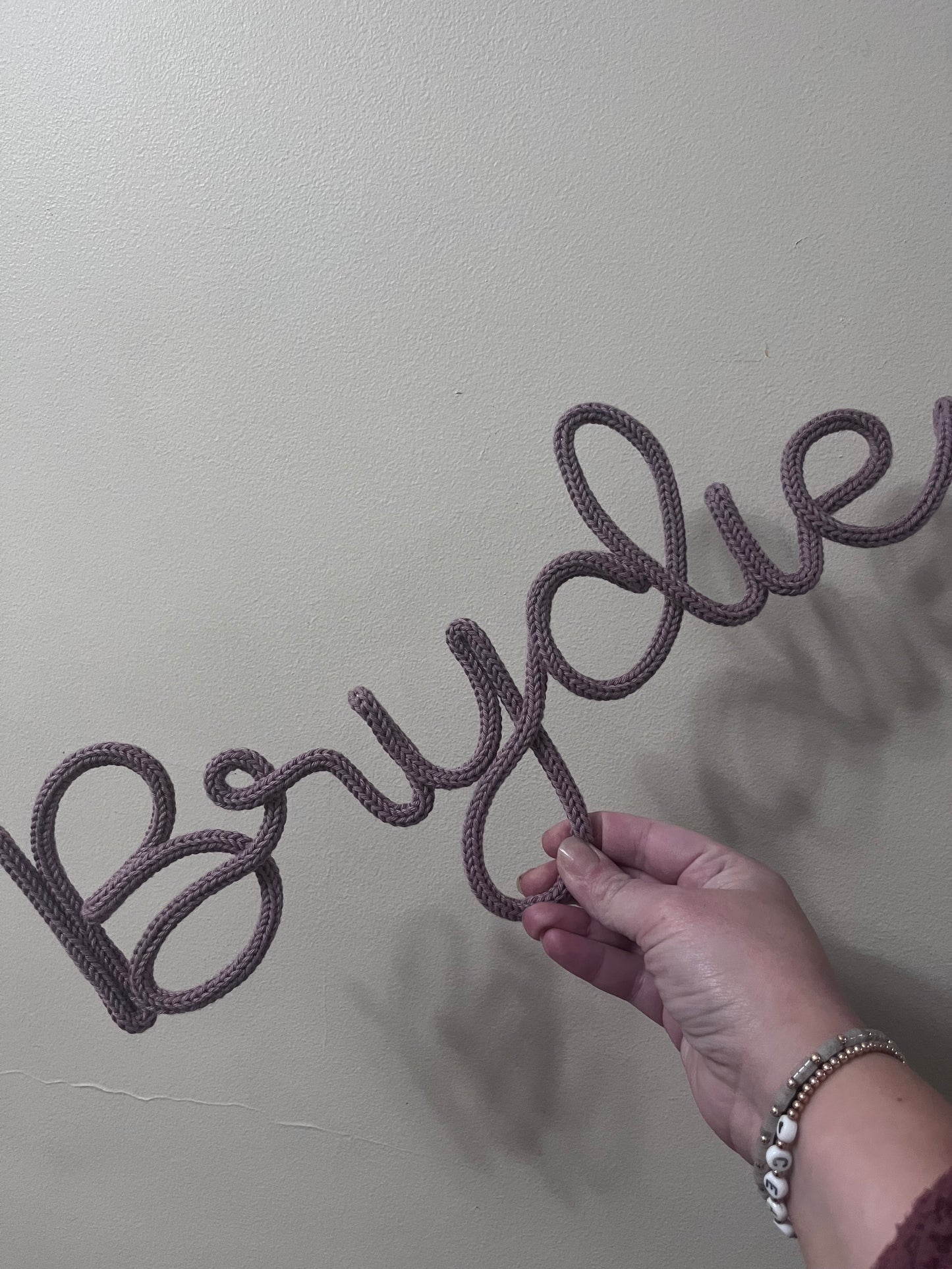Personalised Knitted Wire Name Sign – Custom Wire Words for Nursery or Home Decor