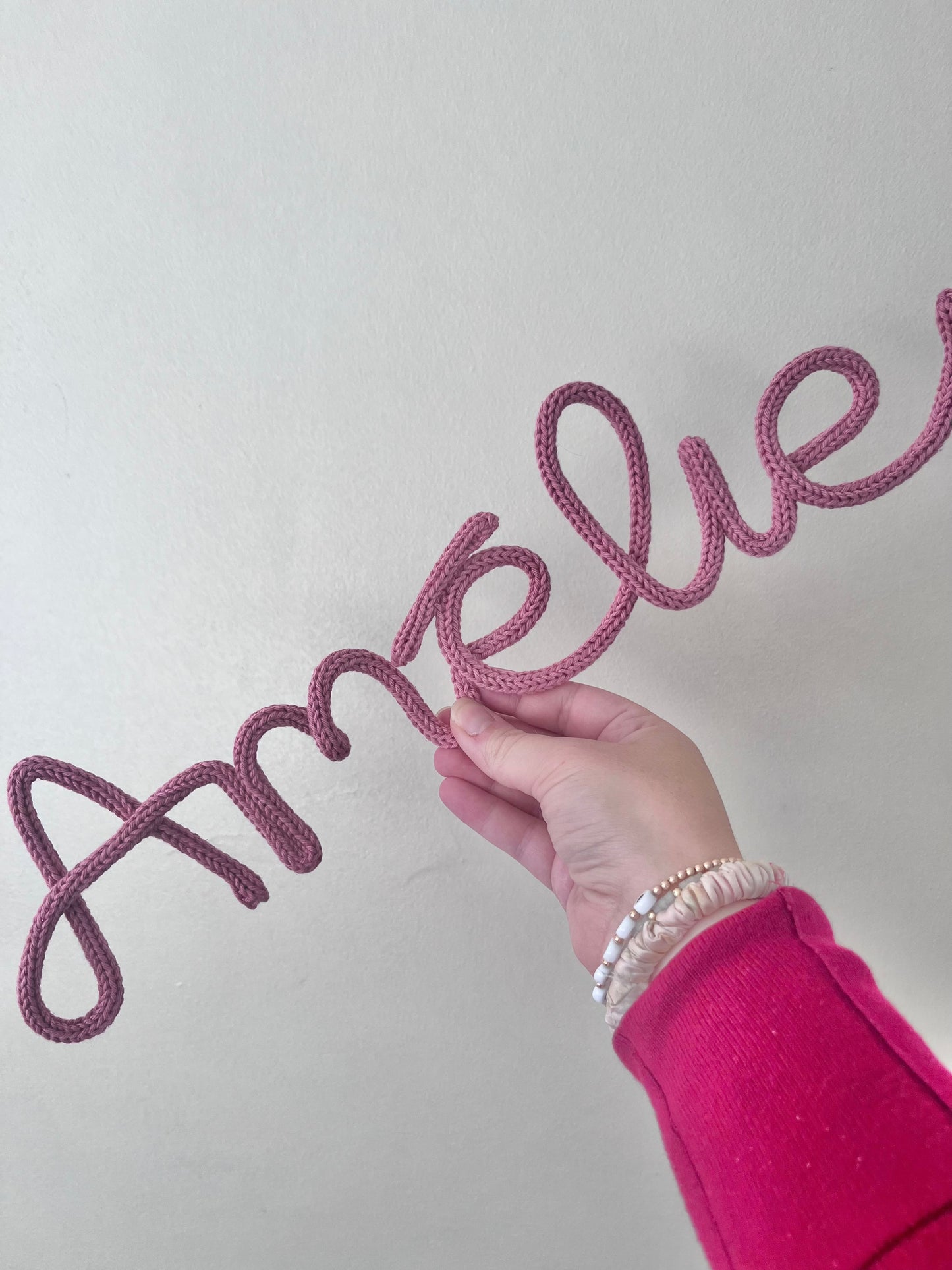 Personalised Knitted Wire Name Sign – Custom Wire Words for Nursery or Home Decor