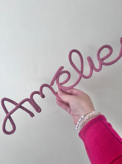 Personalised Knitted Wire Name Sign – Custom Wire Words for Nursery or Home Decor
