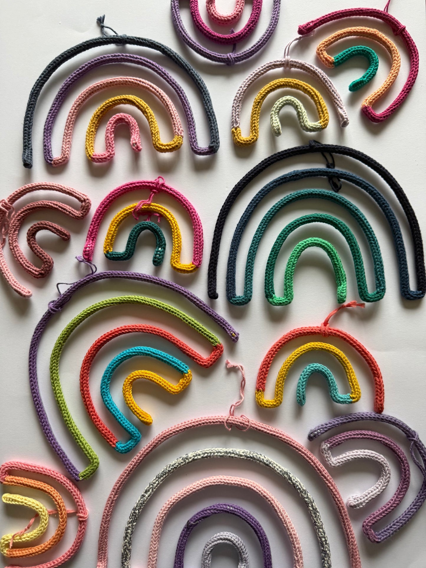 READY TO SHIP Handmade Rainbow Custom Knitted Wire Wall Art - Custom Nursery Decor