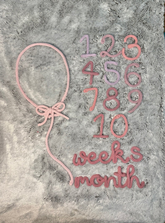 Handmade Knitted Wire Baby Milestone Set | Balloon & Numbers 1-12
