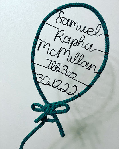 Custom Handmade Knitted Wire Balloon - Celebration Keepsake Baby Gift