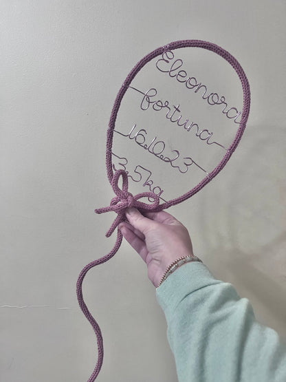 Custom Handmade Knitted Wire Balloon - Celebration Keepsake Baby Gift