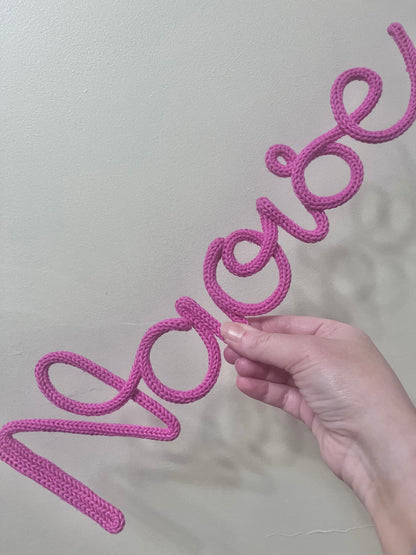 Personalised Knitted Wire Name Sign – Custom Wire Words for Nursery or Home Decor