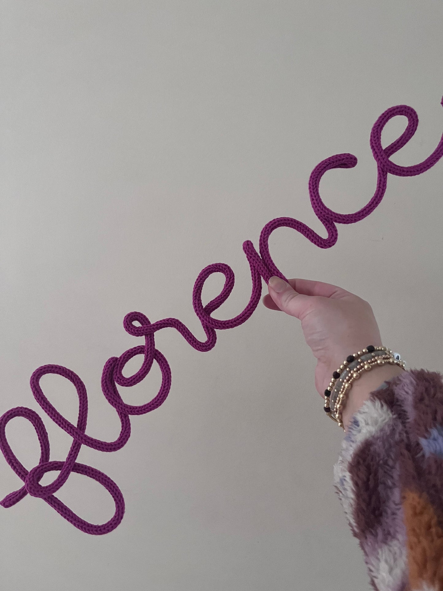 Personalised Knitted Wire Name Sign – Custom Wire Words for Nursery or Home Decor