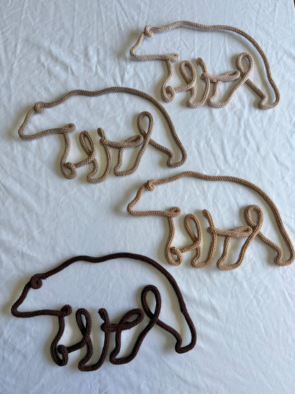 READY TO SHIP Handmade Knitted Wire Bear Wall Art - Safari and Woodland Nursery Decor