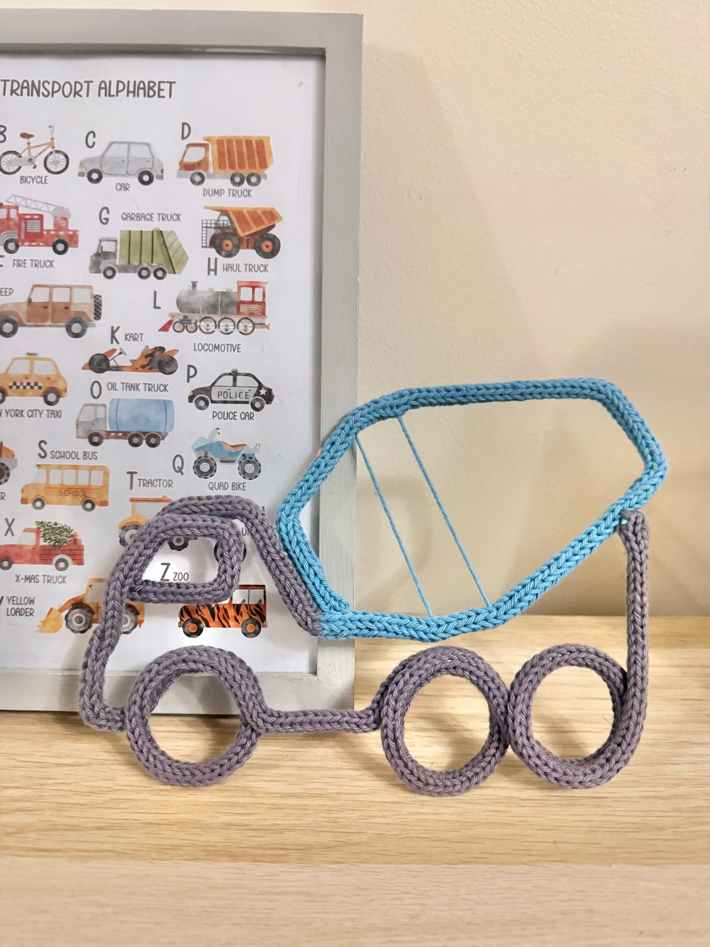 Knitted Wire Cement Mixer Wall Decor | Concrete Mixer Nursery Art