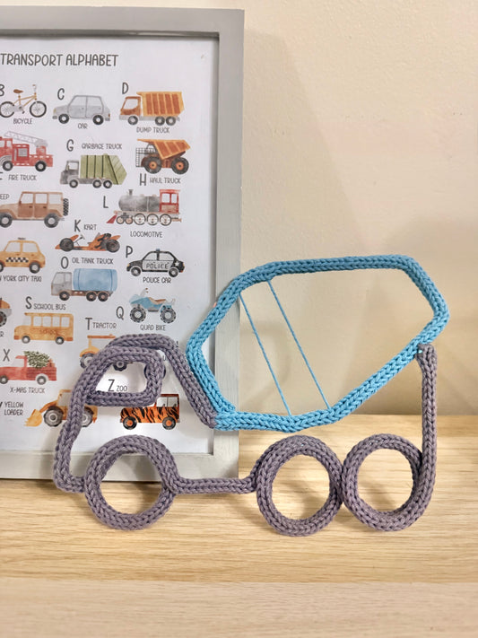 Knitted Wire Cement Mixer Wall Decor | Concrete Mixer Nursery Art