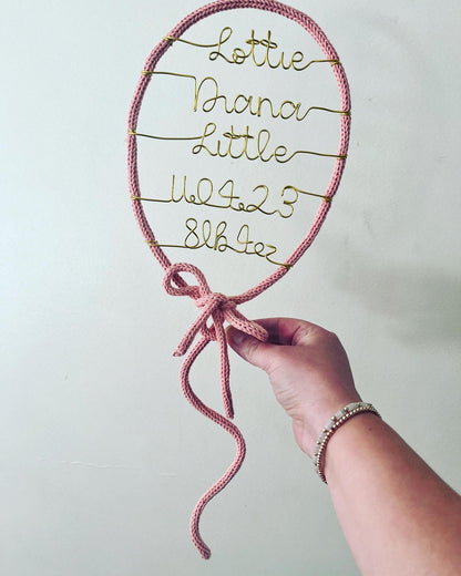 Custom Handmade Knitted Wire Balloon - Celebration Keepsake Baby Gift