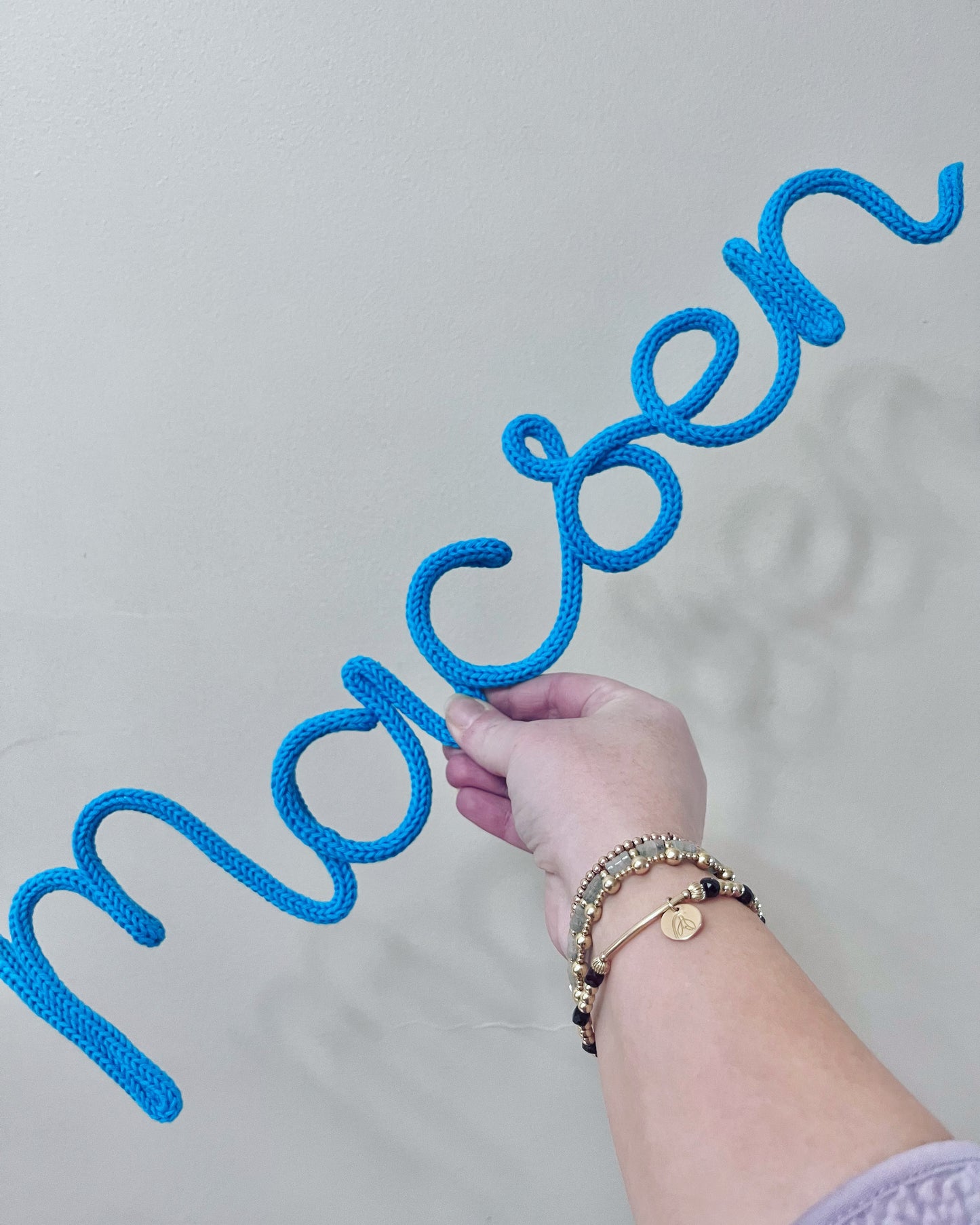 Personalised Knitted Wire Name Sign – Custom Wire Words for Nursery or Home Decor