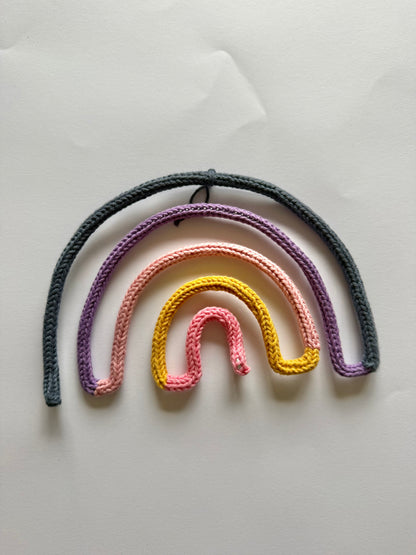 READY TO SHIP Handmade Rainbow Custom Knitted Wire Wall Art - Custom Nursery Decor