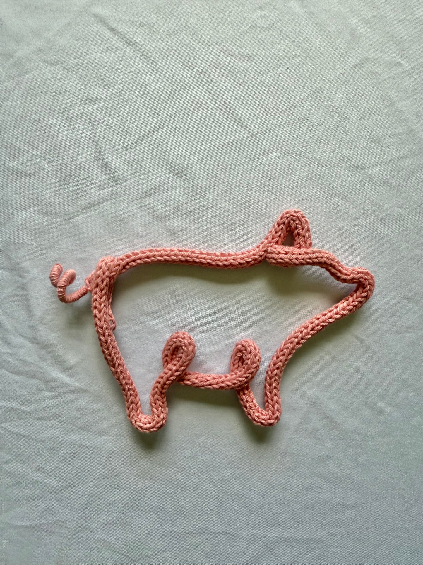 READY TO SHIP Handmade Pig Knitted Wire Wall Art - Farm theme Kid’s & Nursery Decor